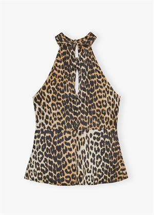 Printed satin top Leopard W0323 Ganni 